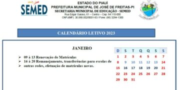 Secretaria de Educação de José de Freitas Lança Calendário Letivo Escolar 2023
