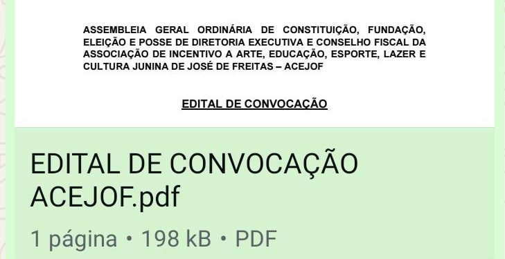 EDITAL DE CONVOCAÇÃO ACEJOF